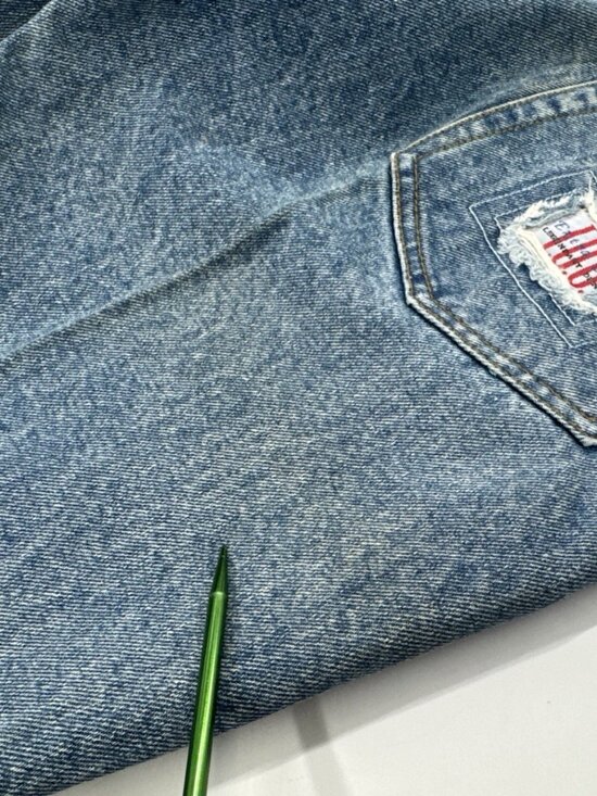 Vintage IOU  Patchwork Jeans Mens 31 Denim Distressed Stone Washed Tapered 31x32 - Picture 7 of 16